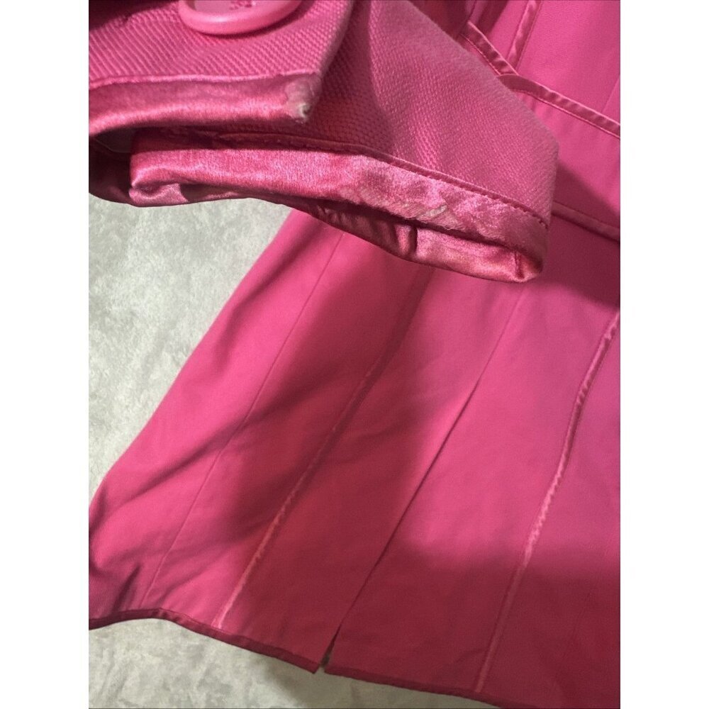 Banana Republic Pink Longline Trench Coat XS Vintage Buttons Jacket Satin Trim - Picture 5 of 15